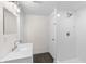 Updated bathroom featuring modern fixtures, and glass enclosed shower at 2001 S Jefferson St, Muncie, IN 47302