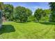 This is a lush green backyard with mature trees, providing shade and a sense of privacy at 2020 Rosedale Dr, Indianapolis, IN 46227