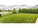 Well-maintained backyard with a lush green lawn, and beautiful pond view, enclosed by a black iron fence at 2783 W High Grove Cir, Zionsville, IN 46077
