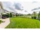 Spacious backyard with lush green lawn, iron fence, and serene pond view, perfect for outdoor activities at 2783 W High Grove Cir, Zionsville, IN 46077