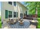Backyard patio features a seating area, fire pit, and hot tub at 4223 Kestrel Ct, Indianapolis, IN 46254