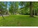 Large backyard with mature trees and above-ground pool and trampoline at 429 Glenbrook Ln, Avon, IN 46123