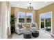 Cozy seating area featuring two chairs, ottomans, and a view of the lake at 4382 Red Pine Dr, Bargersville, IN 46106