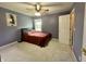 Bedroom with soft carpet, a small window, ceiling fan and lots of light at 4655 Rockcress Ct, Zionsville, IN 46077