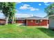 The backyard features a well-maintained lawn, mature trees, and a glimpse of the brick house, creating a serene outdoor setting at 5015 Nowland Ave, Indianapolis, IN 46201