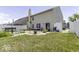 Beautiful backyard with patio, and green landscape with a privacy fence at 9628 Gull Lake Dr, Indianapolis, IN 46239