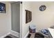 Bathroom featuring a glass shower door and Star Wars themed decorations at 10519 N Antioch Rd, Mooresville, IN 46158