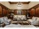Ornate sitting room with decorative wood paneling, stylish furniture, and unique lighting at 110 Bow Ln, Indianapolis, IN 46220