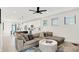 Open-concept living room showcasing a large gray couch, pendant lights, and modern finishes offers a relaxed atmosphere at 1405 E Vermont St, Indianapolis, IN 46201