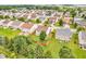 Wide aerial shot of a residential community with houses featuring fenced yards and ample green space at 1449 Danielle Dr, Indianapolis, IN 46231