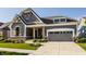 Stunning two-story home features a gray exterior, brick accents, wood columns and a two car garage at 15600 Woodford Dr, Westfield, IN 46074