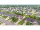 Aerial view of a residential neighborhood with tree-lined streets at 1605 Leisure Way, Greenfield, IN 46140