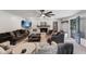 Cozy living room featuring a stone fireplace, comfortable seating, and stylish decor at 2750 Chamberlin Dr, Indianapolis, IN 46227