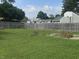 Spacious backyard with grass, wood fence and basketball hoop is a great space to play and relax at 3143 Carson Ave, Indianapolis, IN 46227