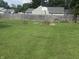 Backyard boasts a large green lawn, privacy fence, and basketball hoop at 3143 Carson Ave, Indianapolis, IN 46227