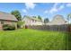 Fenced backyard with grass, trees and shrubs at 35 Decourcy Ln, Franklin, IN 46131