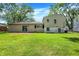 Spacious backyard featuring lush green grass and a sliding glass door to the house at 3663 Kline N Dr, Indianapolis, IN 46226