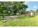 Backyard of home with brick exterior and a large concrete pad at 3938 N Grand Ave, Indianapolis, IN 46226