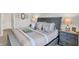 Relax in this large bedroom featuring a bed with elegant pillows and side tables with stylish lamps at 5120 Woodhurst Ln, Indianapolis, IN 46239