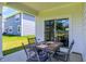 Charming covered patio with outdoor dining set and a view of the backyard at 5120 Woodhurst Ln, Indianapolis, IN 46239
