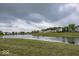 Scenic pond view surrounded by lush greenery and lovely homes; perfect for nature lovers at 5504 Grassy Bank Dr, Indianapolis, IN 46237