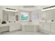 Large primary bathroom with dual vanities, a soaking tub, and natural lighting at 5761 Coopers Hawk Dr, Carmel, IN 46033