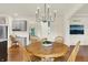 Light-filled dining area shows great flow to the kitchen featuring wood table and chairs at 5761 Coopers Hawk Dr, Carmel, IN 46033