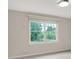 Bedroom view of the large, green backyard and trees through window at 5761 Coopers Hawk Dr, Carmel, IN 46033