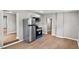 Modern kitchen featuring stainless appliances and ample room for dining and cooking at 920 State St, Shelbyville, IN 46176
