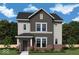 Charming two-story home showcasing neutral siding, black roof, red brick accents, and landscaped front yard at 11998 Vera Ct, Noblesville, IN 46060
