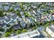 Expansive aerial view of a vibrant neighborhood with diverse housing styles and lush green landscaping at 12874 Tradd St, Carmel, IN 46032