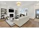 Bright living room with fireplace, hardwood floors, modern furniture, and ample natural light at 12874 Tradd St, Carmel, IN 46032