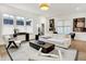 Bright living room with modern furniture, hardwood floors, stylish decor, and large windows at 12874 Tradd St, Carmel, IN 46032