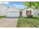 Charming single-story home with white siding, an attached garage, and a well-maintained lawn at 1912 Blue Pine Ln, Indianapolis, IN 46231