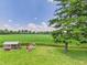 Spacious backyard with a quaint chicken coop, a fire pit area, and views of a lush green field at 2000 Hawthorne Dr, Plainfield, IN 46168