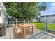 Relax on this spacious back deck, featuring outdoor seating perfect for enjoying the lush yard at 212 N 13Th St, Elwood, IN 46036