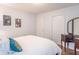 Classic bedroom with a vintage vanity, complemented by film themed decorative wall art at 4625 Beth Ann Dr, Indianapolis, IN 46221