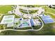 This aerial shot displays various recreational facilities including tennis courts, a playground, and basketball courts at 5765 White Pine Rd, Whitestown, IN 46075