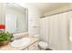 Bathroom with sink featuring a vanity and shower with white curtain at 5765 White Pine Rd, Whitestown, IN 46075