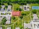 Aerial view showcases this home in its green neighborhood setting, highlighted in red at 5965 Deerwood Ct, Indianapolis, IN 46254