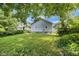 The home's backyard with lush green grass and mature trees for added privacy at 615 Udell St, Indianapolis, IN 46208