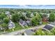 Aerial view showcasing a neighborhood with mature trees, diverse architectural styles, and well-maintained streets at 1151 S Randolph St, Indianapolis, IN 46203