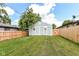 Well-maintained backyard featuring charming shed and wooden fence at 2724 N Dearborn St, Indianapolis, IN 46218