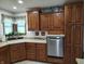 Bright eat-in kitchen featuring a sink, stainless steel dishwasher, and custom oak cabinetry at 3422 Sycamore Dr, Columbus, IN 47203