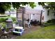 Cozy outdoor patio with comfortable seating and a shaded structure at 643 Harlan St, Plainfield, IN 46168