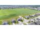 An aerial shot exhibits a suburban community with neatly planned houses complemented by a vast green field at 9986 Gallop Ln, Fishers, IN 46040