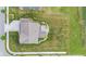 A top-down aerial view shows a home with mature landscaping with green grass at 9986 Gallop Ln, Fishers, IN 46040