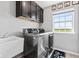 Well-equipped laundry room with modern washer and dryer, ample storage, and bright natural light at 9986 Gallop Ln, Fishers, IN 46040