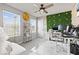 Bright office with ceiling fan, carpet, natural light, and decorative gold accents at 9986 Gallop Ln, Fishers, IN 46040