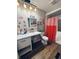 Playful bathroom design with colorful Peppa Pig decorations, modern fixtures, and shower at 1050 Laguna Ln, Greenwood, IN 46143